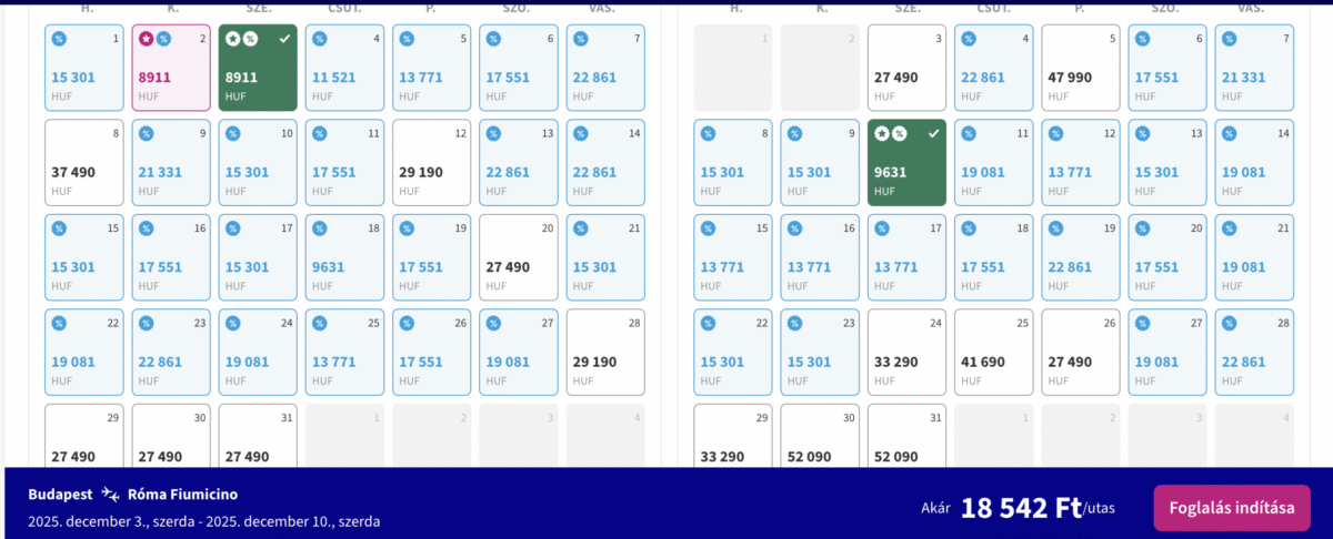Olcsó repülőjegy Róma 2025 december