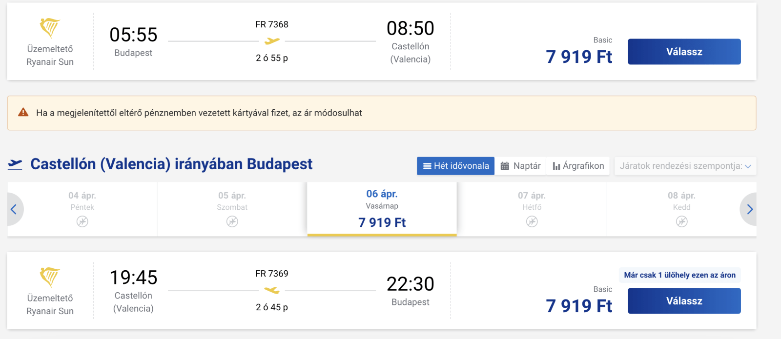 Budapest Castellón olcsó repülőjegy